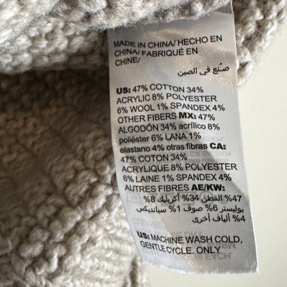 Chico's Fair Isle Sweater Womens M Beige Cotton Cable Knit Cozy Cottagecore - Picture 6 of 7